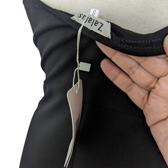 Zalalus Womens Black Bodycon Party Dress Sz Small Spaghetti Straps Deep V Neck - Picture 9 of 10